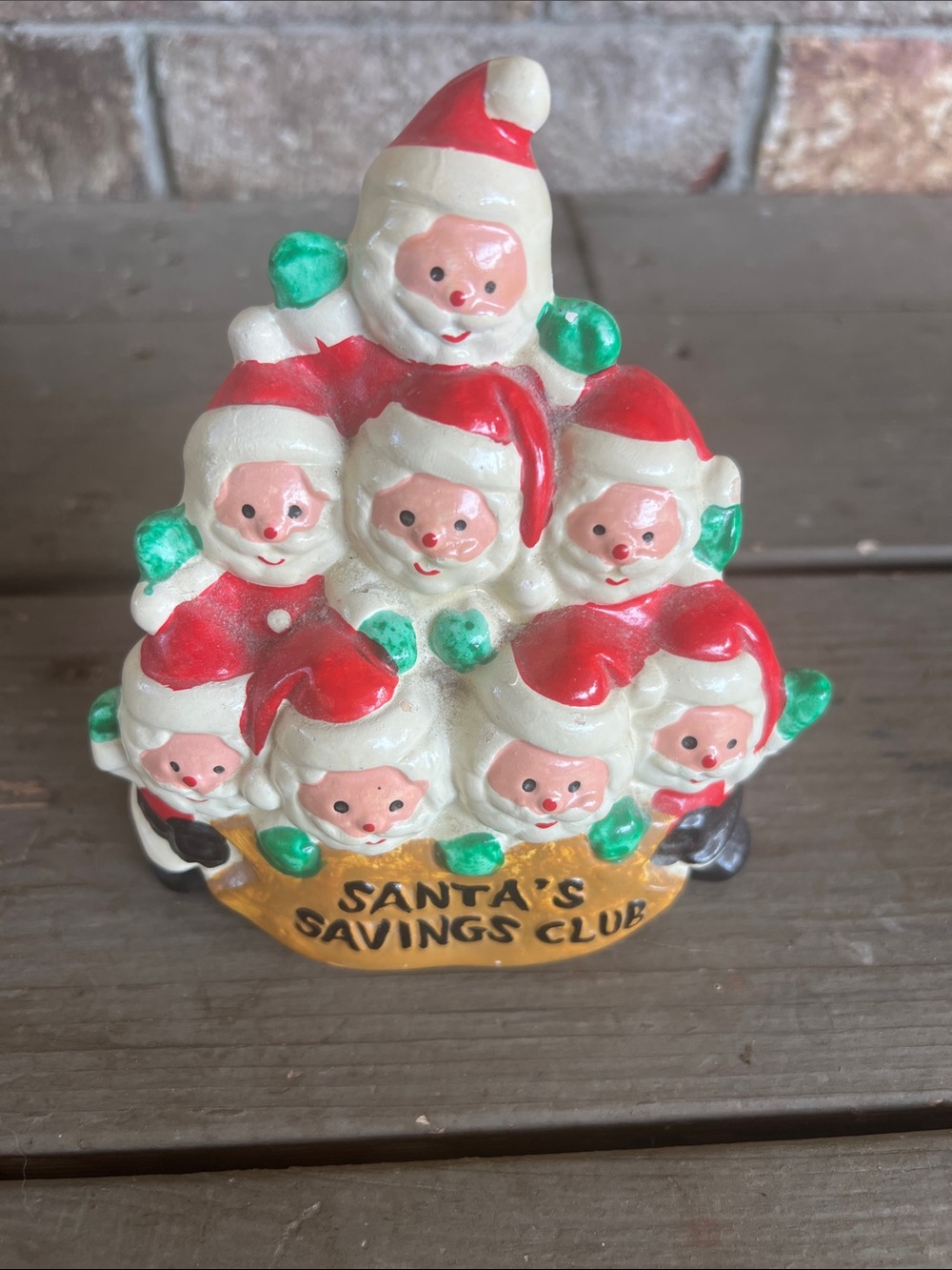 vintage Enesco Christmas Santa piggy bank Santa's savings club. Made in Taiwan